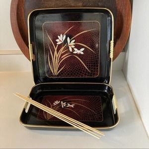 Vintage Black Lacquer Trays